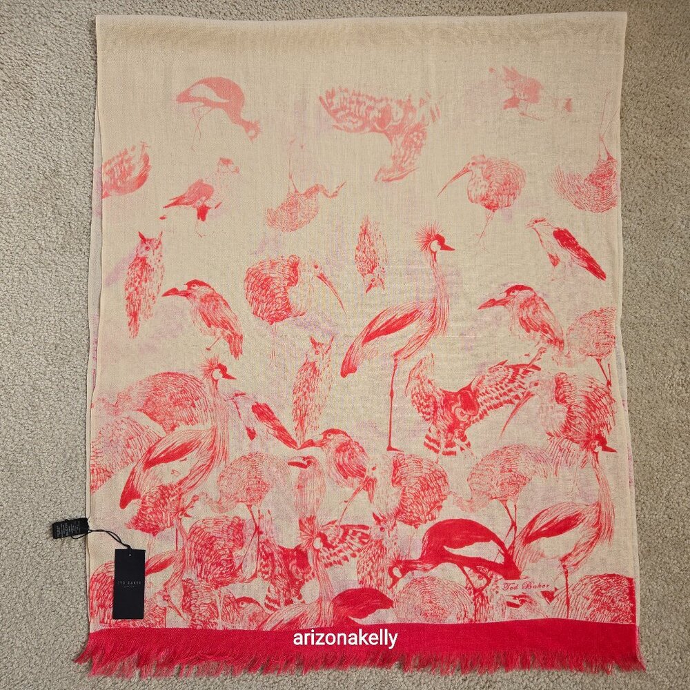 NWT Ted Baker Wool Scarf Birds
